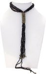 Black Beads Neck Tie Long Down Necklace