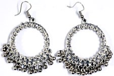 Round Drop Silver Toned Earings [7019]