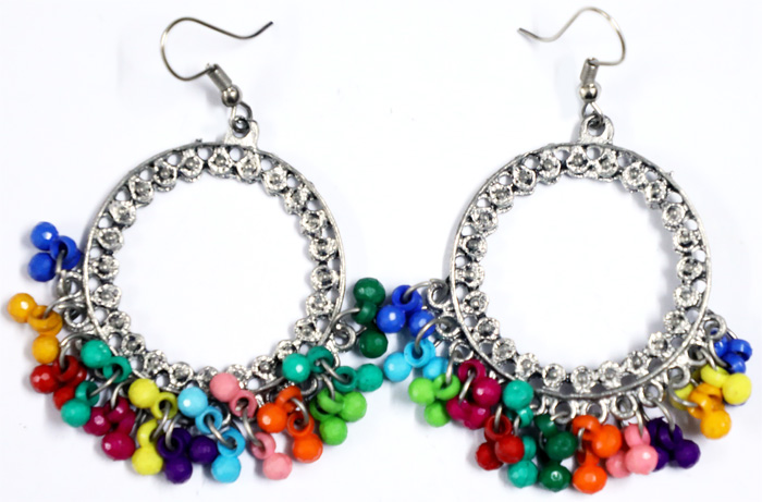 Multicolor Bead Circle Always Boho Earrings