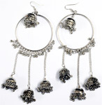 Street Wear Tribal Warrior Oxidised Silver Jewelry Earrings [7025]