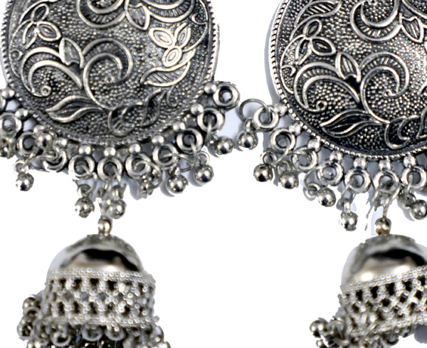 Ethnic Tribal Silver Tone Dangle Earrings