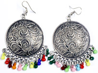 Designer Disc and Multicolor Silver Toned Earrings [7030]