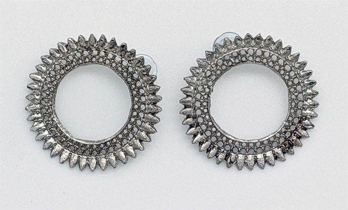 Circular Silver Shield Pushback Ear Rings