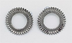 Circular Silver Shield Pushback Ear Rings