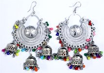 Colorful Dangle Earrings Silver Tone Festival Wear