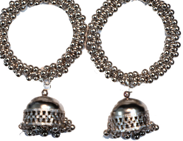 Silver Bead Round Drop Boho Earrings