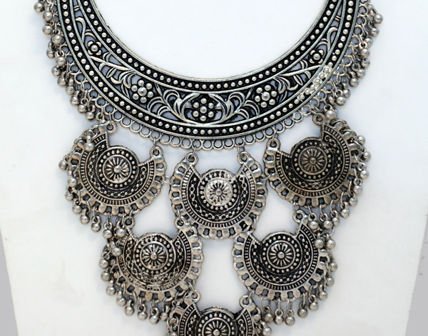 Buy Online Indian Silver Statement Ethnic German Silver Oxidized Set |  Oxidized Set | Boho Jewelry | Bib - Zifiti.com 1079053