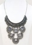 Choker Silver Necklace with Mirror Inserts On Accents