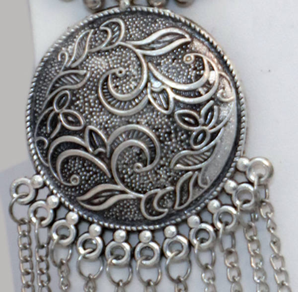 Ethnic Tribal Necklace with Oxidized Silver Medallions