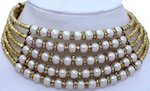 Elegant Pearl Neckwear Collar Jewelry in Gold Tone [7056]