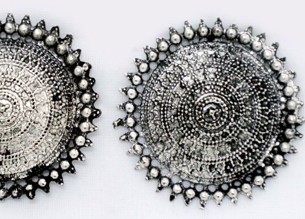 Vintage Shield Earrings in Oxidized Silver