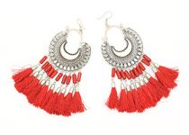 Red and Silver Boho Earrings [8088]