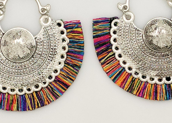 Multicolor Tassel Feather Festive Earrings