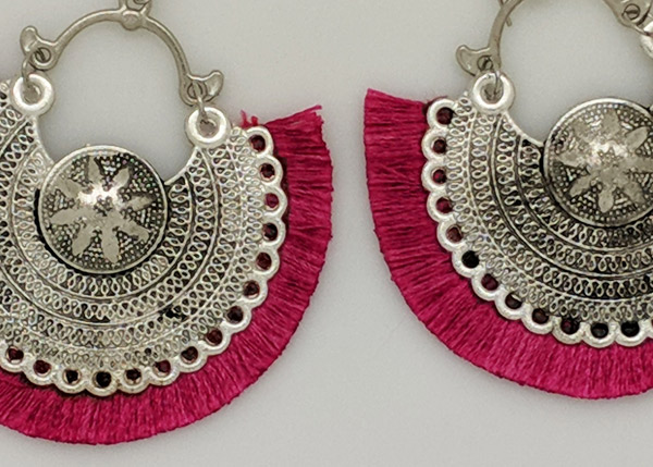 Magenta Pink Boho Earrings