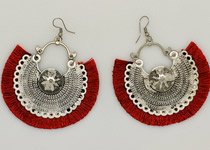 Red Tassel Boho Earrings [8091]