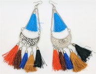 Designer Silver Jhumki and Colorful Tassels Earrings [8095]