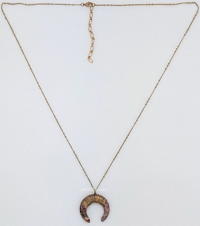 Bohemian Horn Necklace, Boho Aesthetic Crescent Moon Necklace