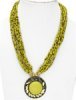 Yellow Gold Pendant Bead Necklace