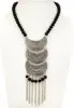 Three Crescents Silver Black Modern Necklace