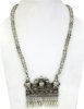 Tribal Silver Pendant Necklace with Glass Cut Beads