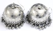 Inverted Caps Silver Earrings with Bell Accents