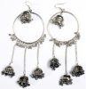 Engraved Shield Vintage Silver Tone Boho Earrings