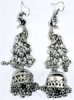 Peacock Ethnic Earrings with Beads in Silver