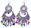 Multicolor Tassel Feather Festive Earrings