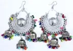 Ethnic Tribal Chunky Long Hippie Earrings in Multicolor