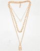 Golden Lock Heart Three Strand Necklace Set