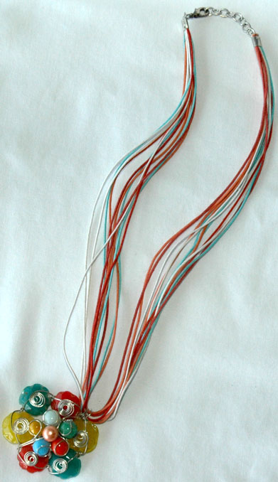 Multi Corded Stone Pendant