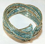 Blue Beaded Wired Cuff Bracelet