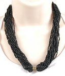 Black Beads Statement Necklace