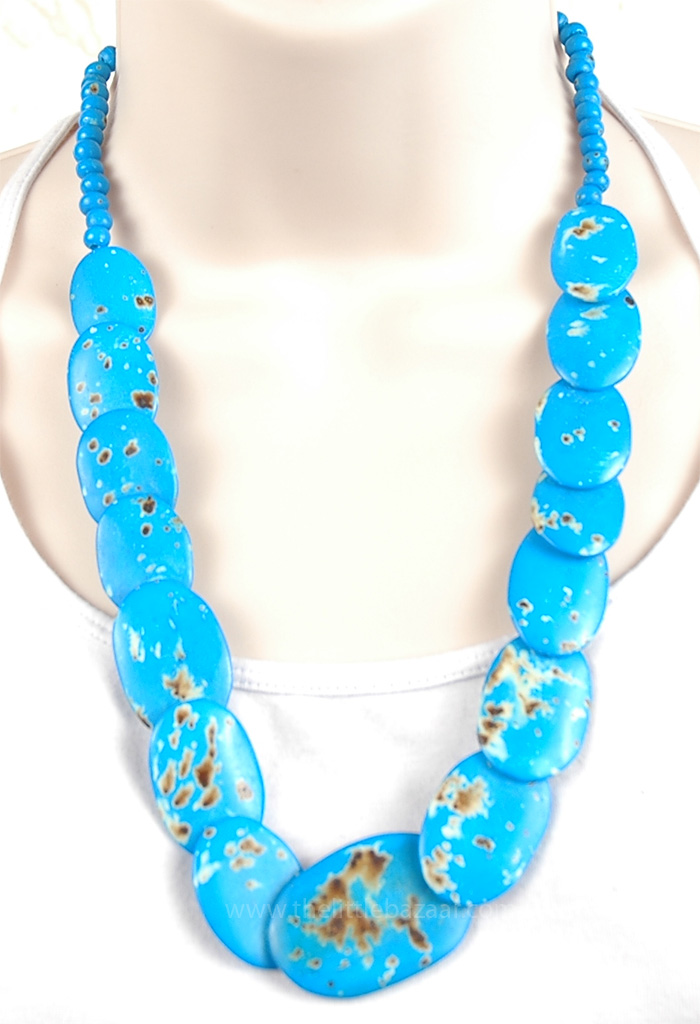 Blue Discs Vintage Boho Necklace