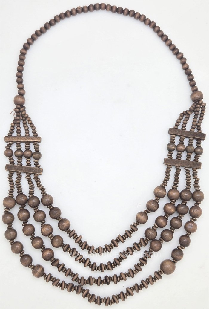 Earthtone Cascade Rustic Beaded Boho Necklace