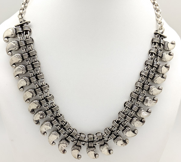 Paisley Silver Tone Necklace Gypsy Jewelry