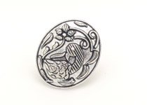 Oxidized Silver Duck Embossed Boho Finger Ring