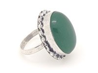 Serpentine Green Finger Ring in Silver