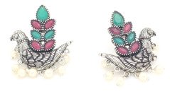 Messanger Love Bird Silver Earrings with Pearls