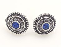 Dark Dot and Silver Circular Small Earrings