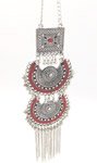 Silver and Maroon Tribal Neckpiece with Details