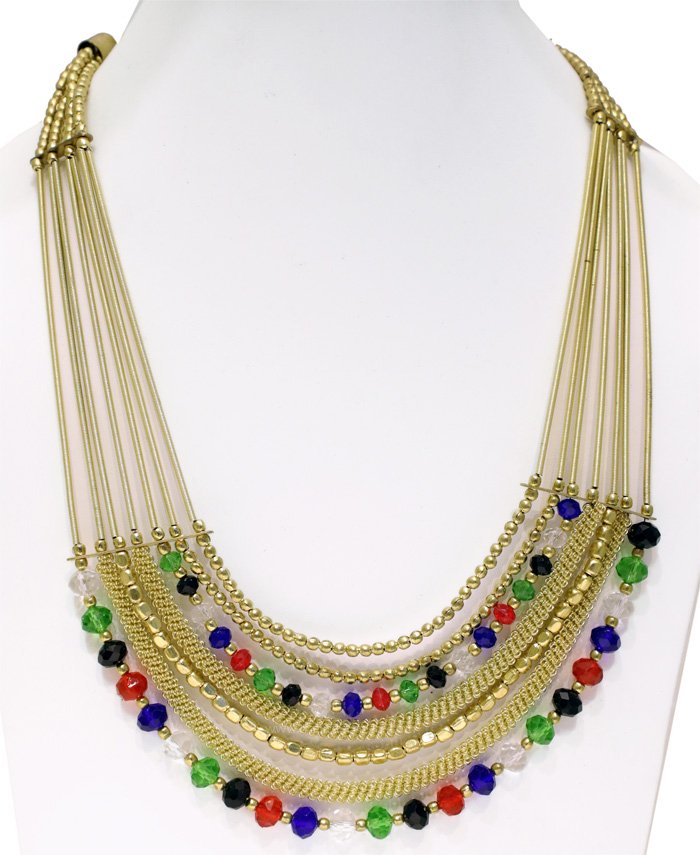 Elegant Tribal Multicolor Gold Necklace