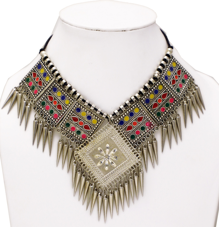 Boho Choker Necklace with Multicolored Enamel Work