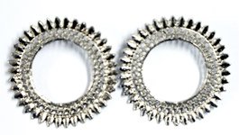 Circular Silver Shield Pushback Earrings