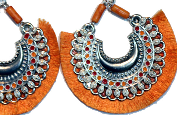 Saffron Fringe Hoops Large Gypsy Earrings