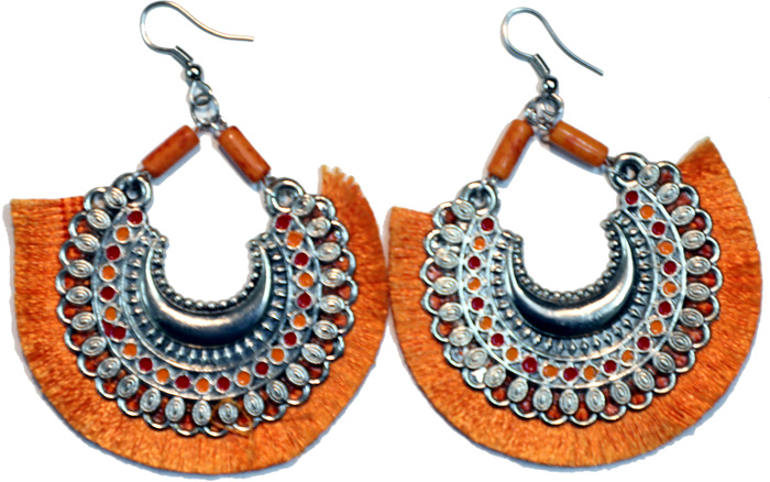 Saffron Fringe Hoops Large Gypsy Earrings