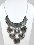 Vintage Choker Necklace in Oxidized Silver Medallions