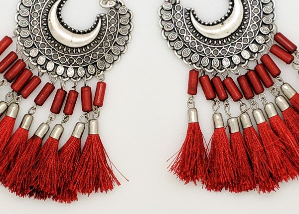 Festive Red Tassel Earrings