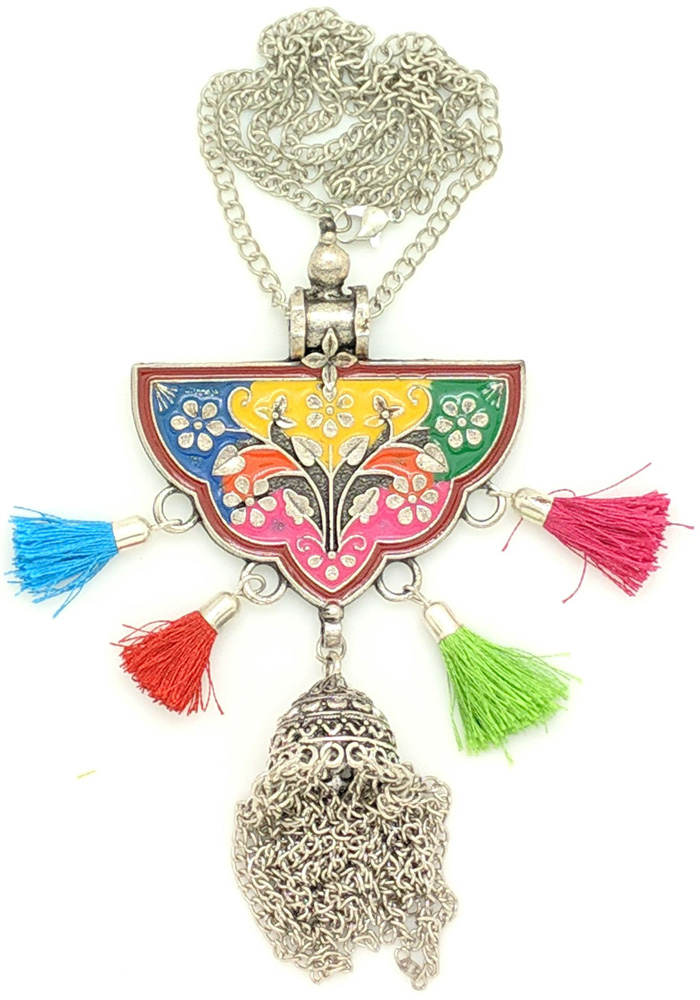 Multicolored Bohemian Necklace with Multicolor Tassels