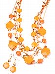Orange Bead Jewelry Necklace Set